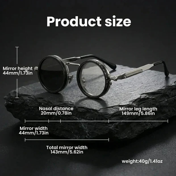 Gafas de Sol Redondas Polarizadas UV400 con Oscurecimiento Ajustable (9 Niveles)